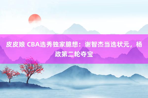 皮皮娘 CBA选秀独家臆想：谢智杰当选状元，杨政第二轮夺宝