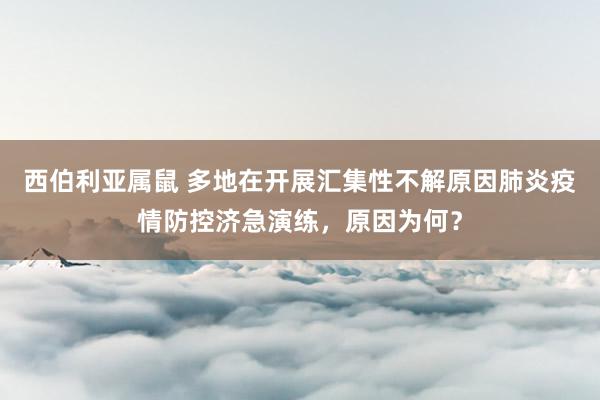 西伯利亚属鼠 多地在开展汇集性不解原因肺炎疫情防控济急演练，原因为何？