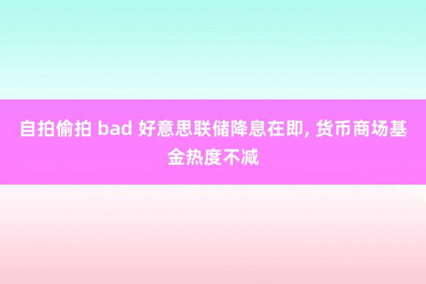 自拍偷拍 bad 好意思联储降息在即, 货币商场基金热度不减