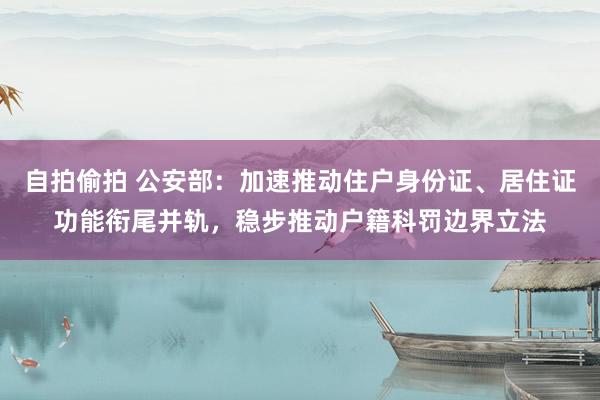 自拍偷拍 公安部：加速推动住户身份证、居住证功能衔尾并轨，稳步推动户籍科罚边界立法